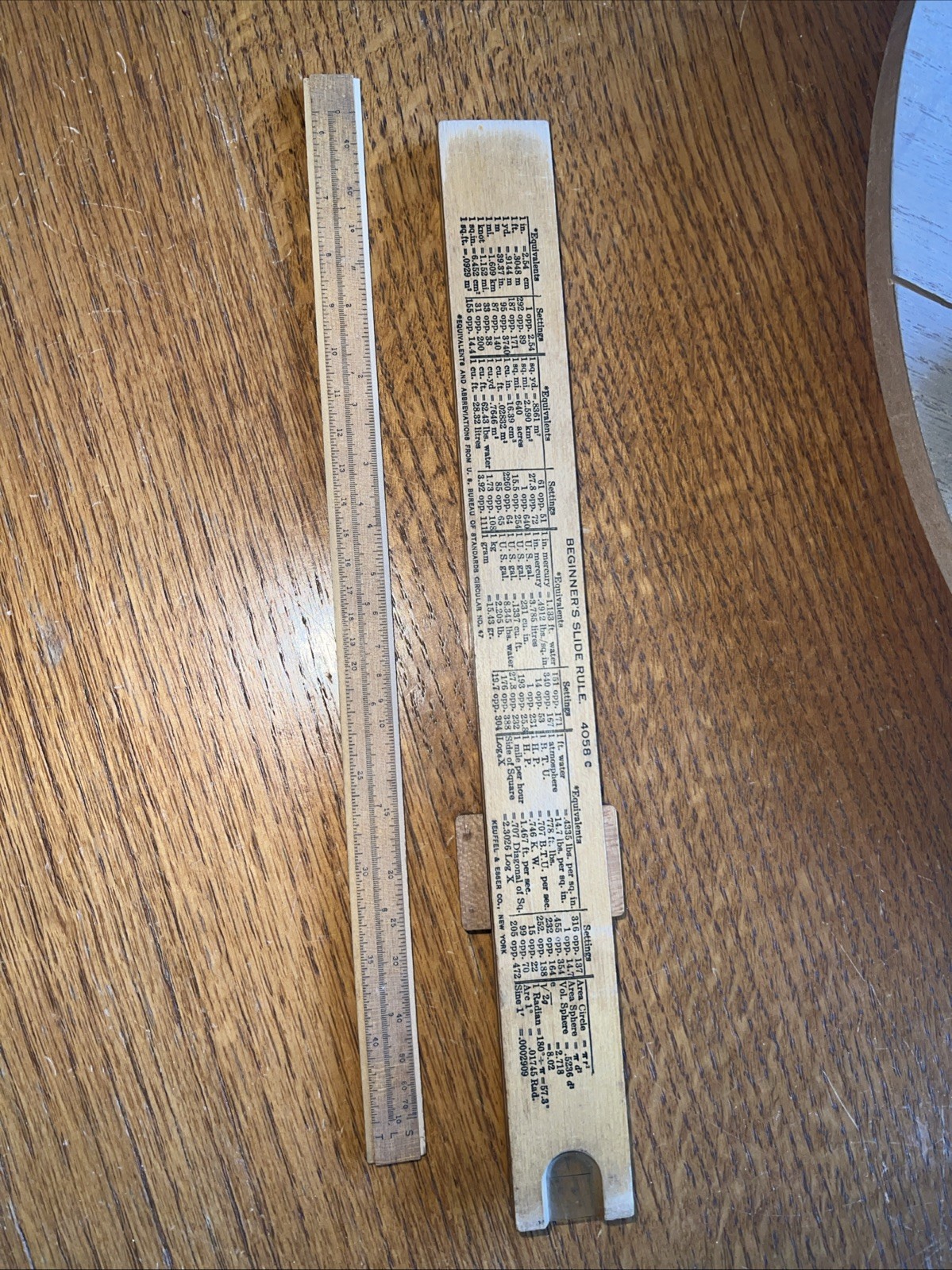 Vintage 1920s K & E Beginners Slide Rule 4058c Keuffel & Esser Wood USA EOC