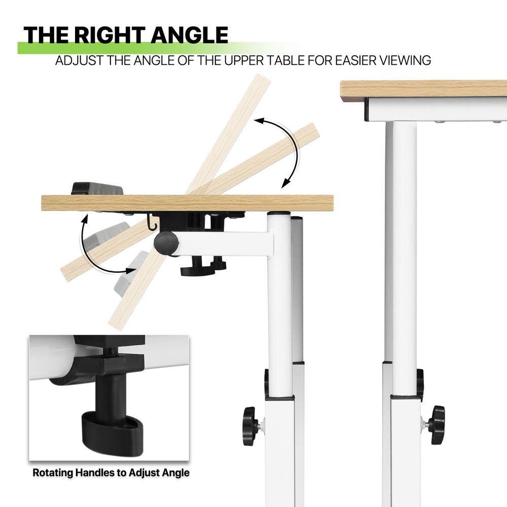 Rolling Laptop Desk Office Computer Table Adjustable Height Stand up Workstation