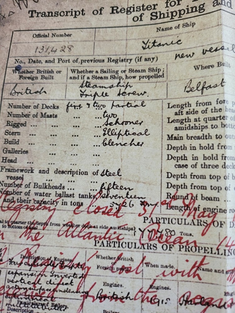 TITANIC Trans script Document Ship Antique Ephemera Disaster Historic Liverpool
