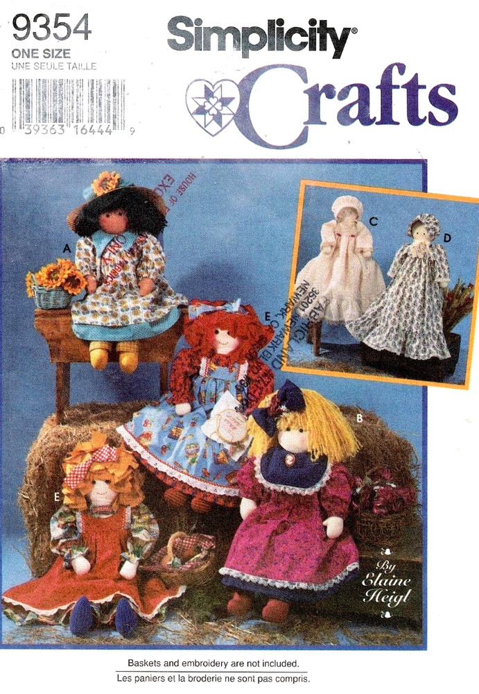 1990's Simplicity Doll with Clothes Pattern 9354 Size 22" UNCUT