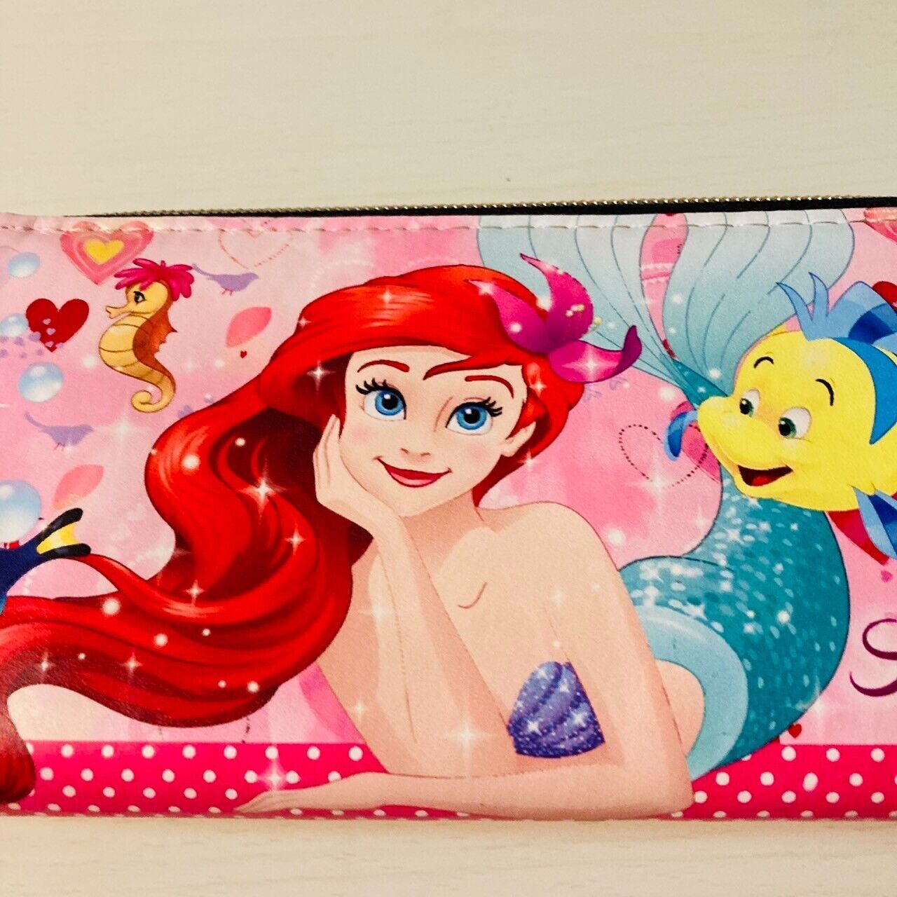 Disney Little Mermaid Purse Long Wallet Ariel Coin Case Princess Pink Prize Rare