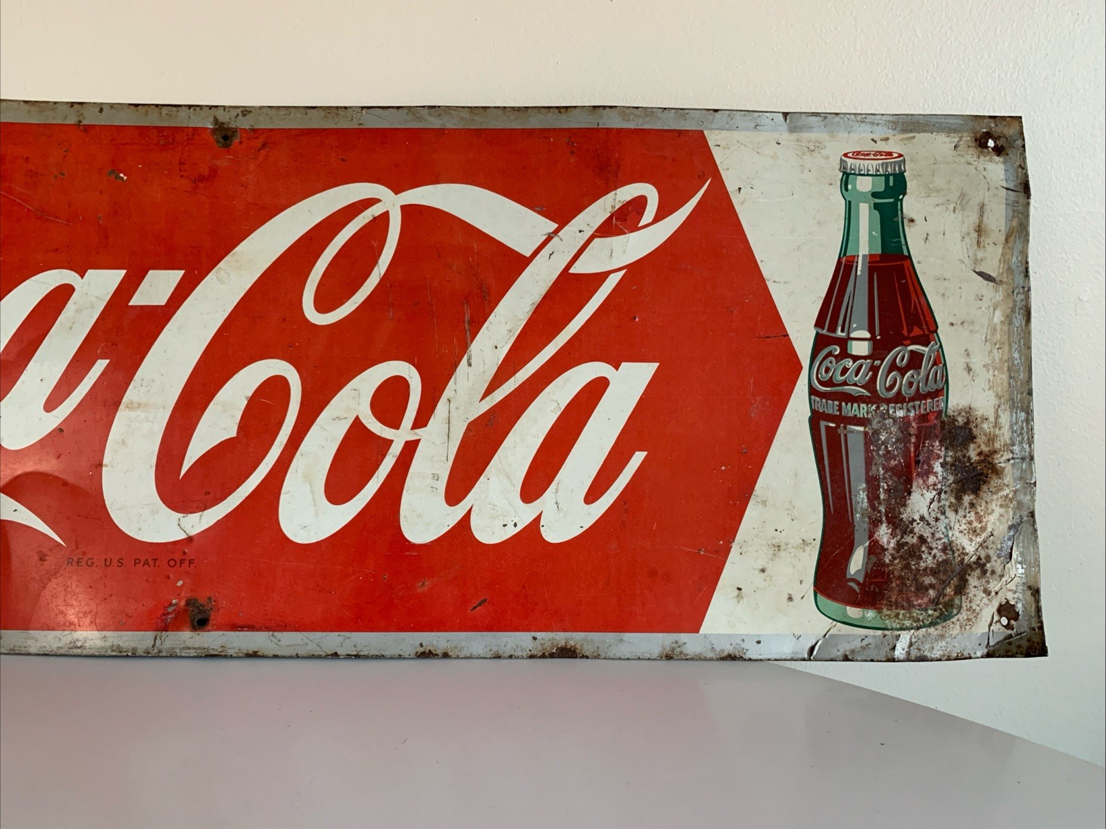 Original Mid Century Vintage Coca Cola Metal Sign Coke Advertising 33.5” X 11.5”