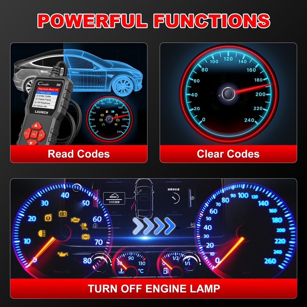 2026 LAUNCH CR300 OBD2 Scanner Car Engine Fault Code Reader Diagnostic Scan Tool