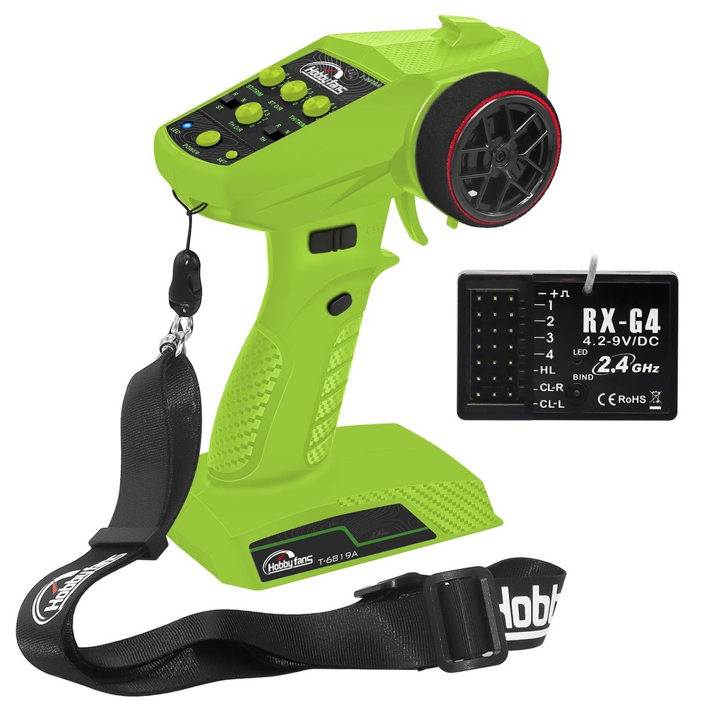 Hobby Fans RC Radio System 4CH 2.4G Transmitter with Green & Black