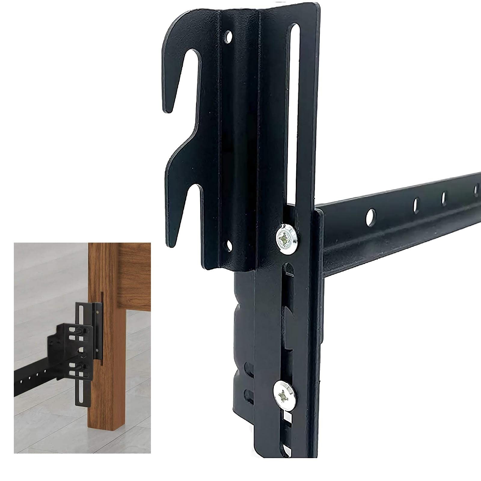 2Pcs #711 Bolt-On to Hook-On Bed Frame Conversion 2pcs 711 brackets, Black