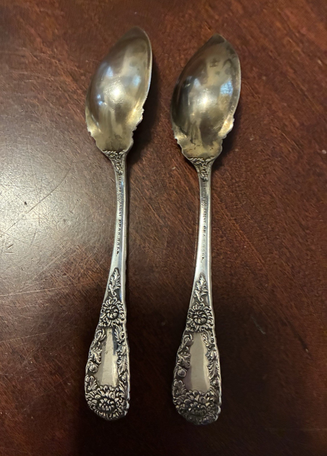 Antique Ornate Sterling Silver Grapefruit Spoons