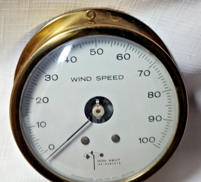 Downeaster Instruments Brass Solid Clock + Don Kent Wind Speed Guide