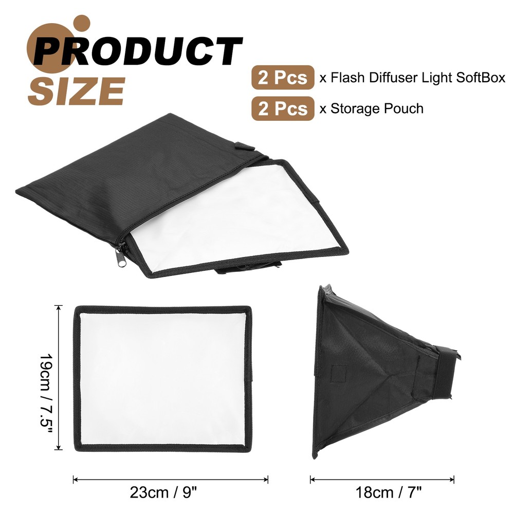 2pcs 7.5" x 9" Flash Diffuser Light SoftBox, for Nikon SB-5000 SB-700, Black