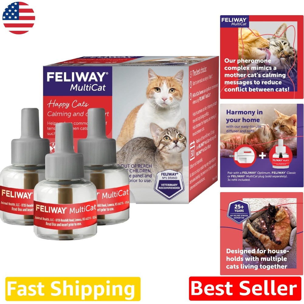 MultiCat Calming Refills 3 Pack for Diffuser - Vet Recommended 48ml Value Value
