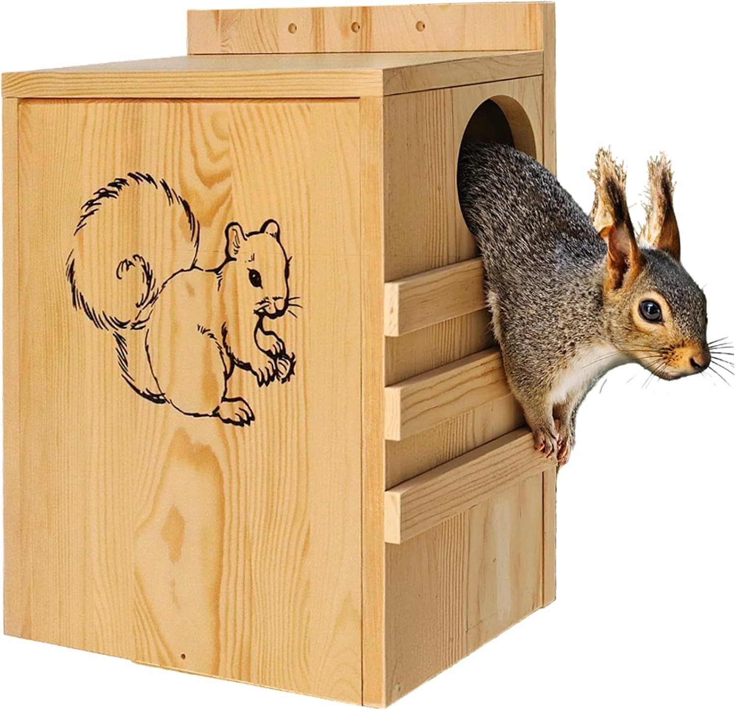 Squirrel House for Outside - Large Wood House, wooden
