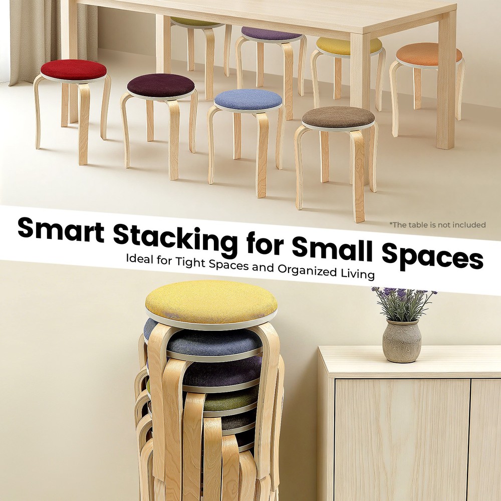 Stackable Stools, Stackable Round Stools, Set of 8 Stacking Wooden Stools NEW