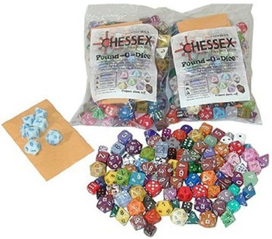 Chessex - Pound-O-Dice - Bulk Assorted Polyhedral Dice