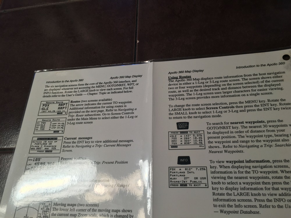 Apollo 360 MAP Display Laminated Quick Reference Guide