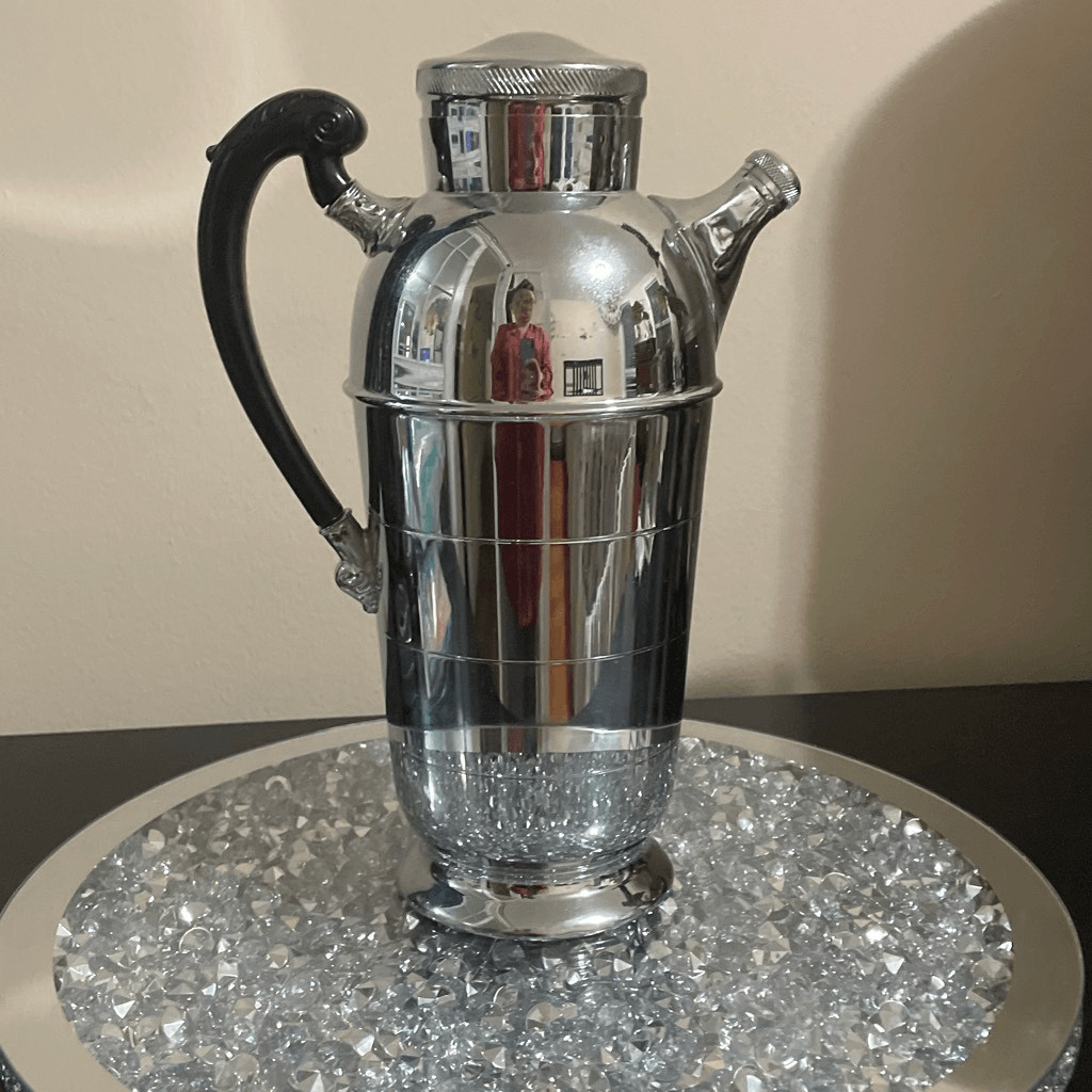 Vintage Art Deco Krome-Kraft Farber Bros NY Hammered Chrome Cocktail Pitcher