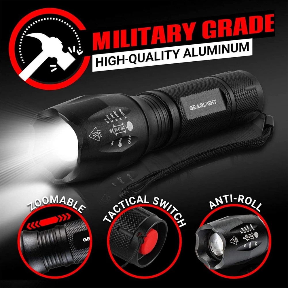 Mini Tactical Flashlight 2-Pack - Durable, Bright & Perfect for Emergencies