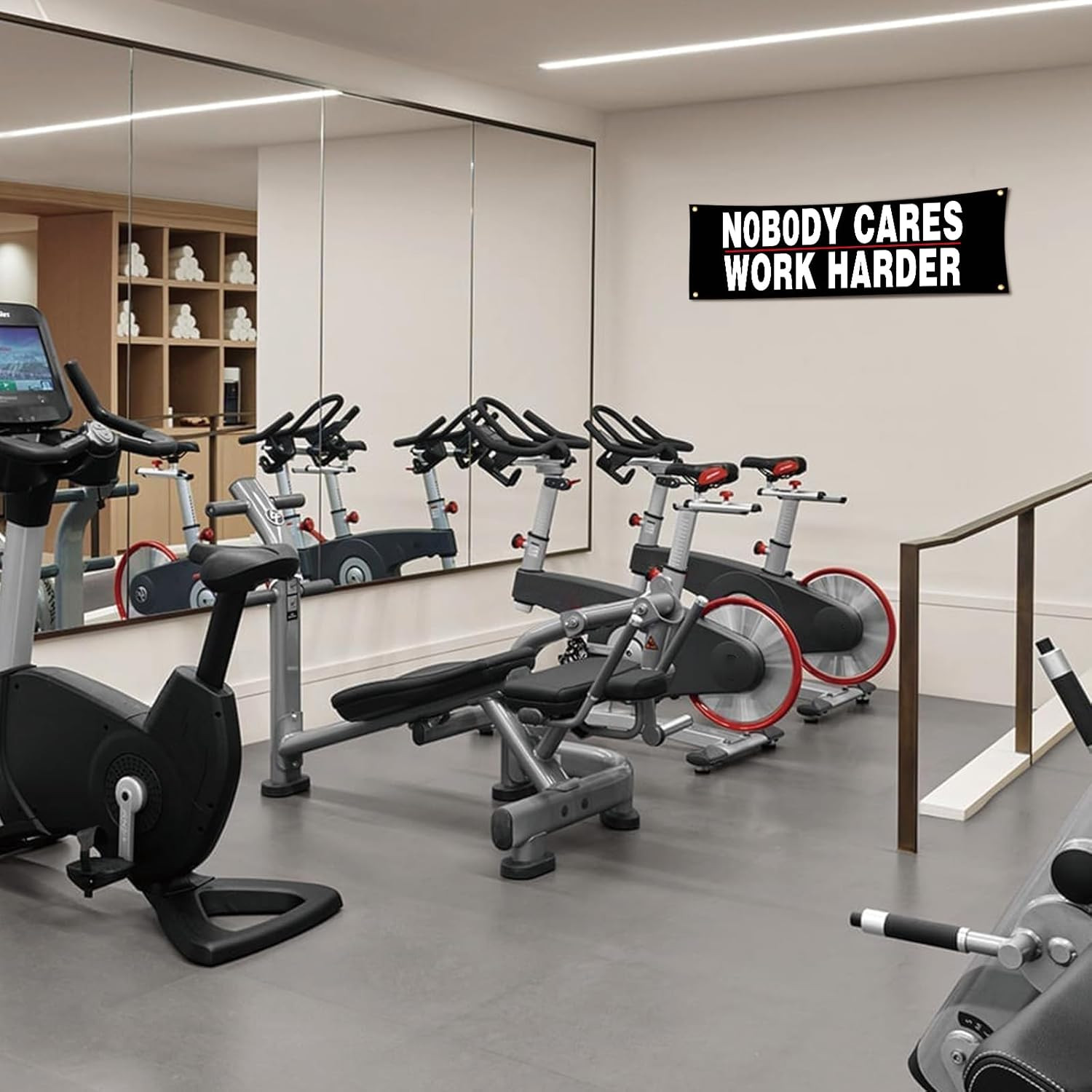 Motivational Gym Banner - "Work Harder" Fitness Wall Art for Home & Office