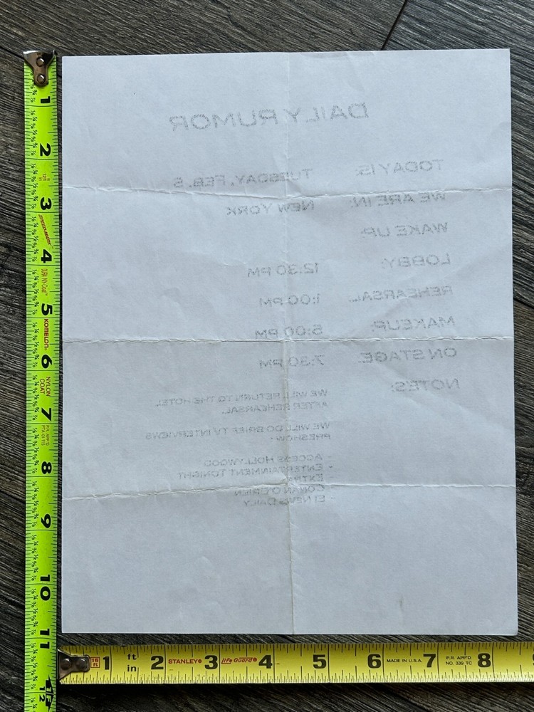 KISS Itinerary Schedule Farewell Tour NYC TV Interviews Feb 5 2000 Vintage Kiss