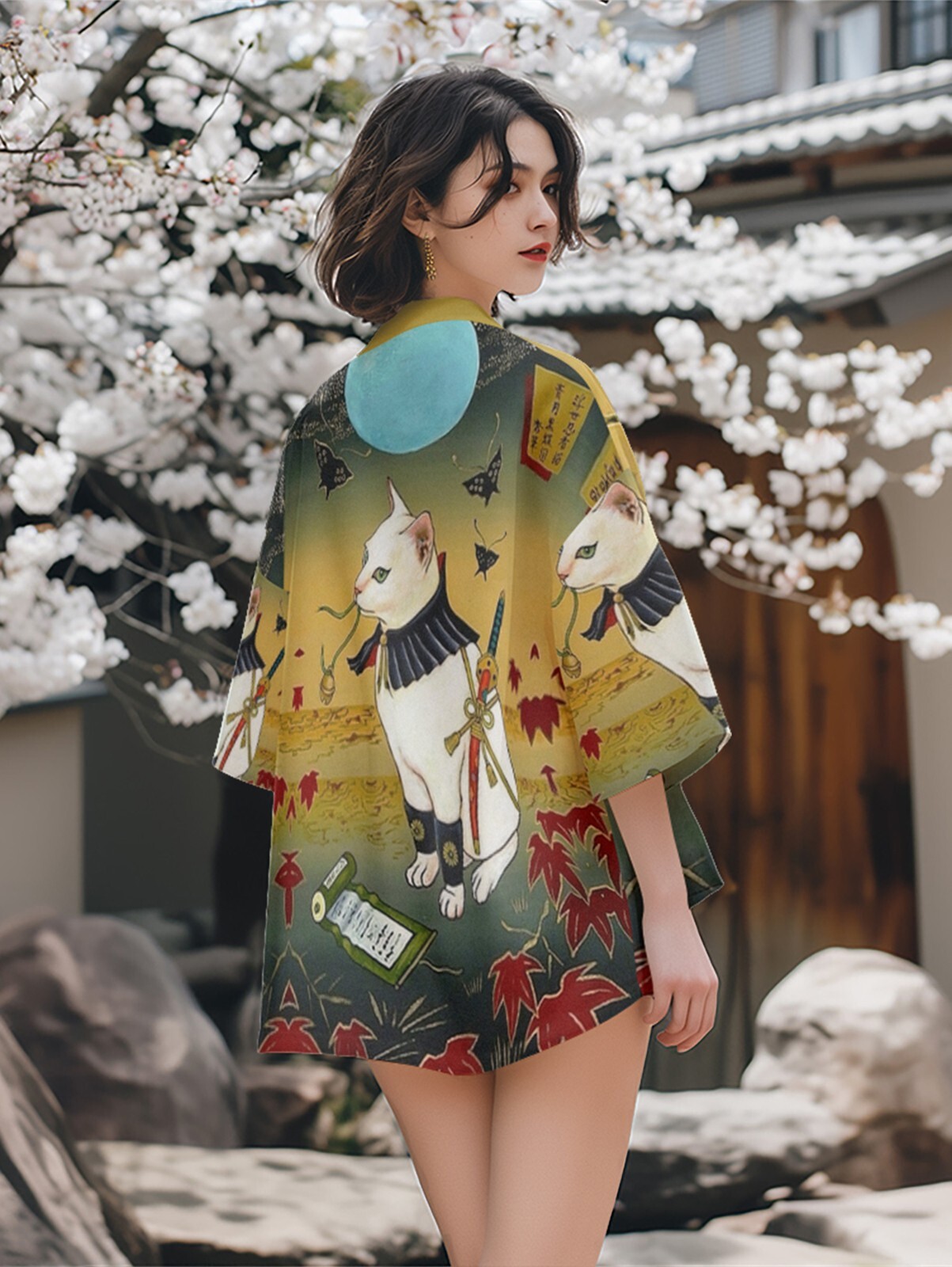 Niepce Unisex Japanese Graphic Lightweight Kimono Cardigan Shirt Tops