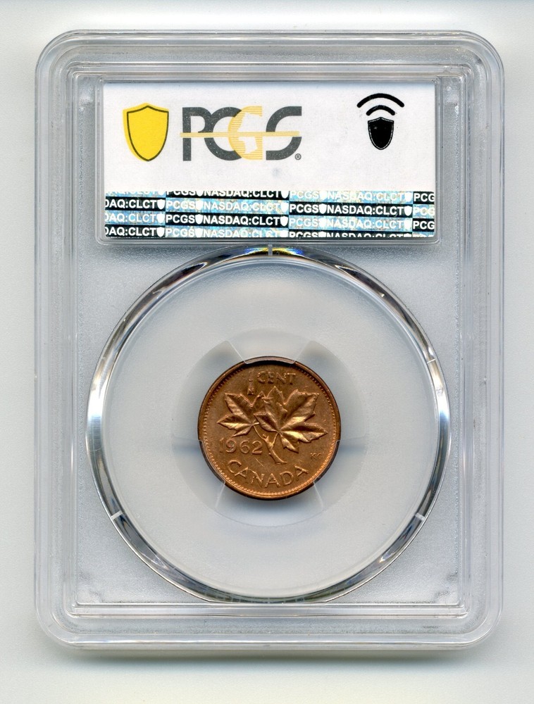 1962 Canada 1 Cent ERROR, Flip over Double Struck - PCGS Uncirculated MS64 RD