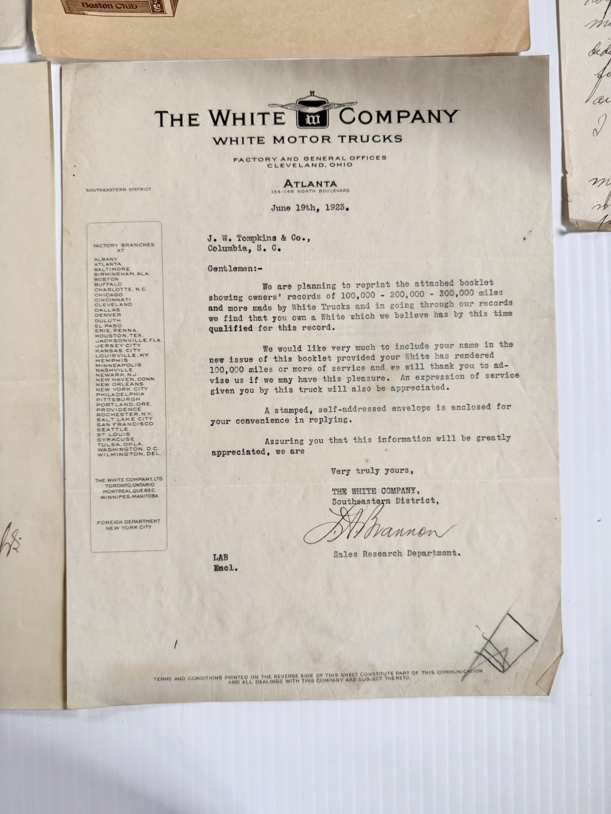 Lot 11 Antique 1923 Letterheads, Campbells, Calumet, White Trucks, Cigar, Hotel