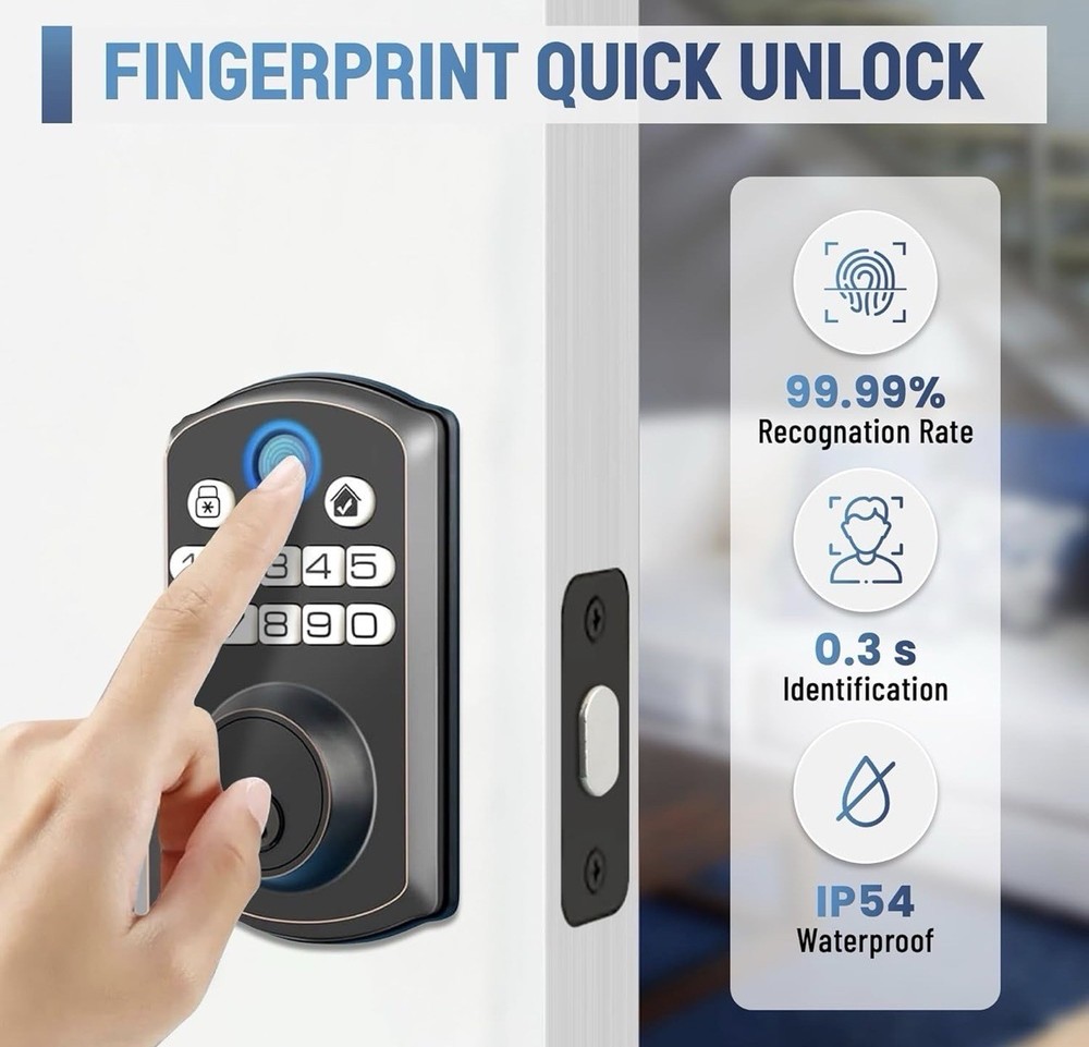 Locsmart fingerprint Door Lock Control Keyless Deadbolt AUTO LOCK