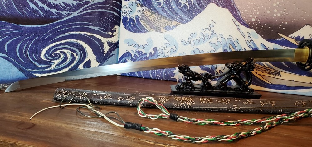 Original Katana, Ancient Japanese Style Sword. Includes Leather Kumihimo Strap