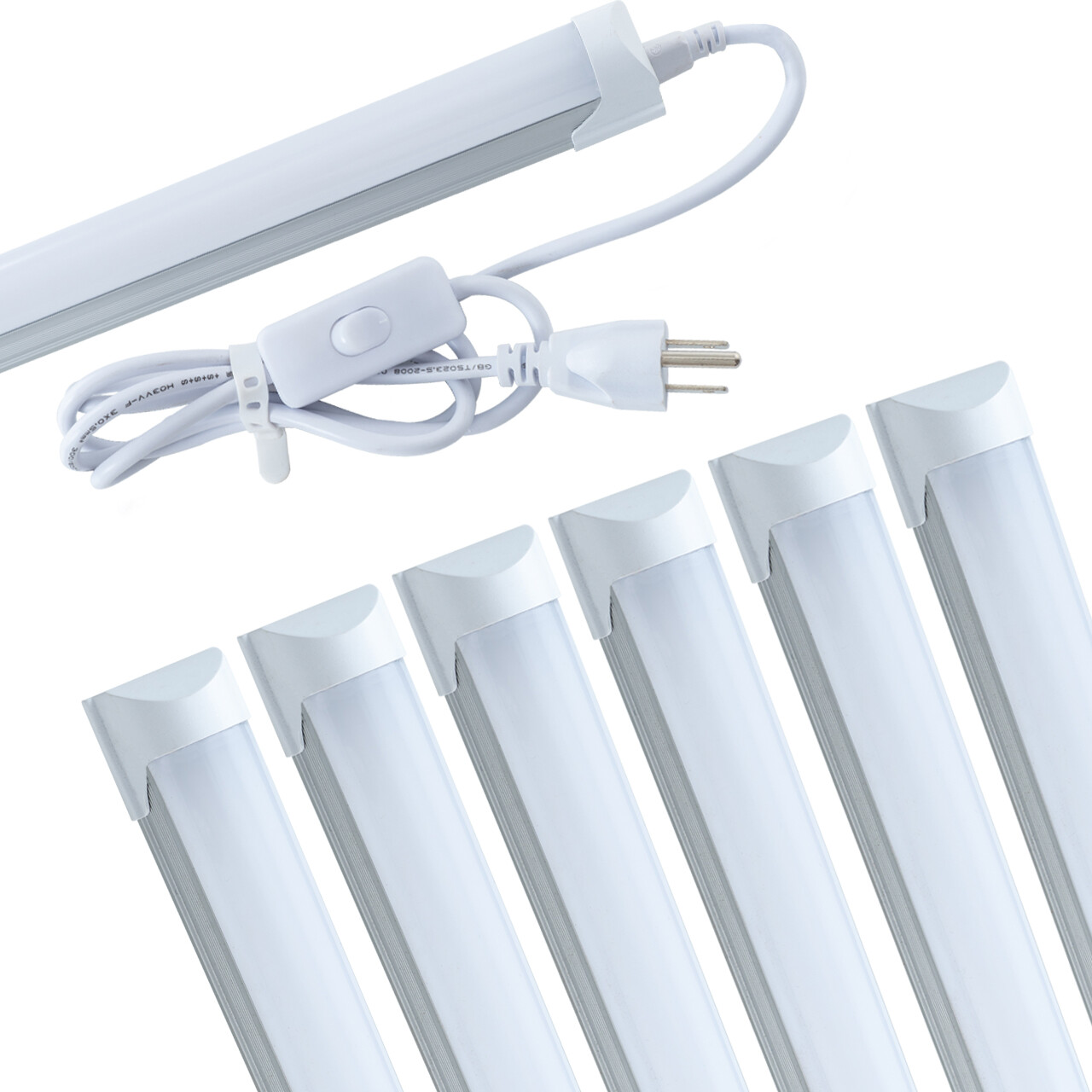 4FT 6 Pack LED Shop Light T5 T8 Linkable Ceiling Tube Fixture 24W Daylight 6000K