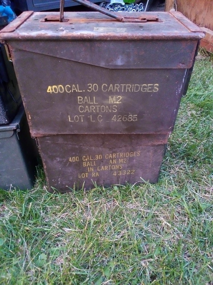  ammo box metal case used. Great for ammo. Useable 