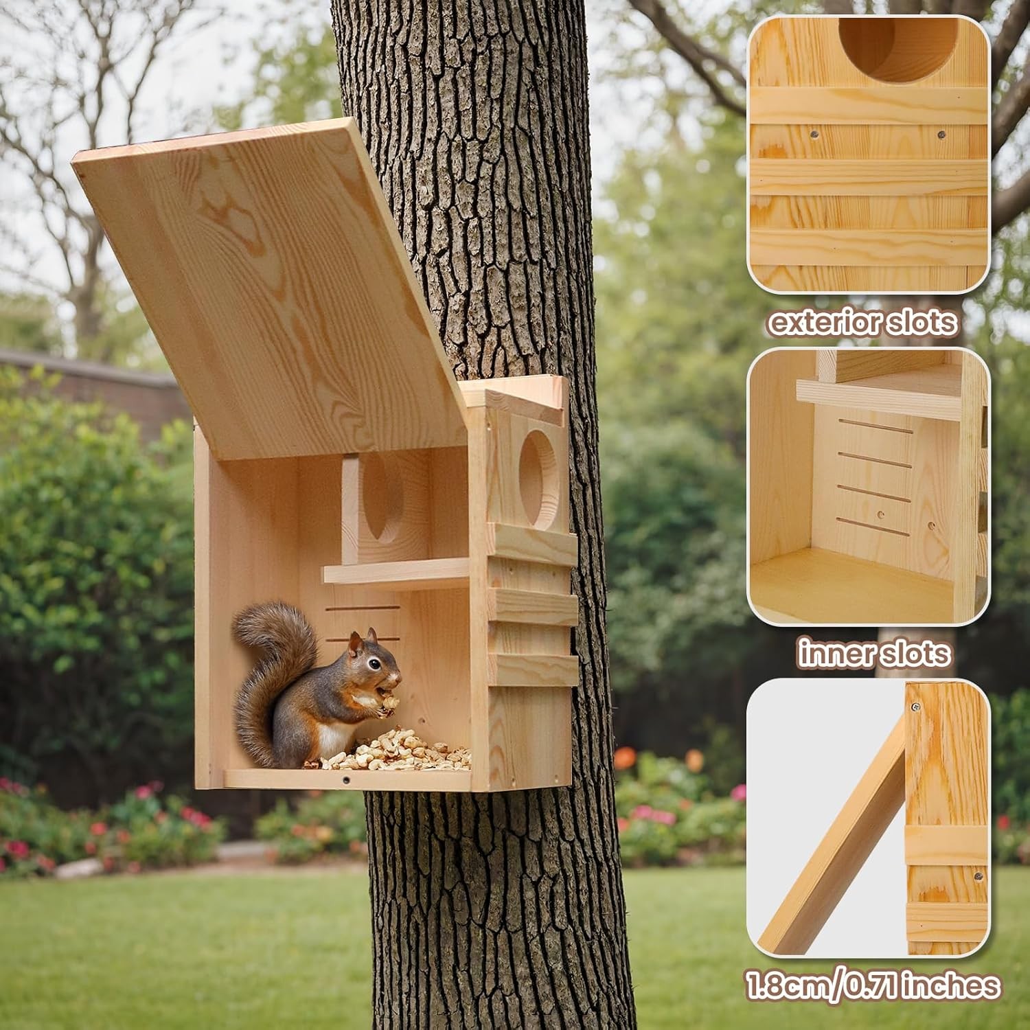 Squirrel House for Outside - Large Wood House, wooden