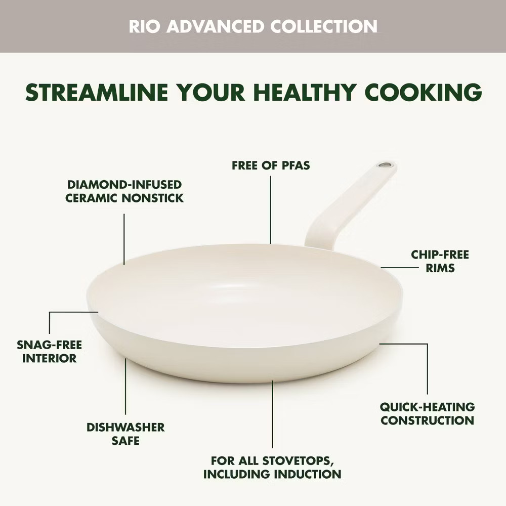 GreenPan Rio Advanced 10pc Ceramic Nonstick Cookware Set Cream