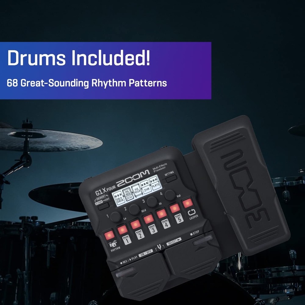 Zoom G1X FOUR Guitar Multi-Effects Processor with Expression Pedal, With 70+