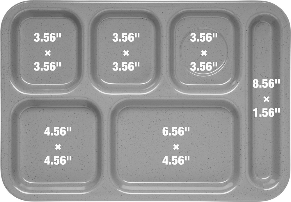 P614R05 Right-Hand 6-Compartment Polypropylene Tray 10" x 14" Red