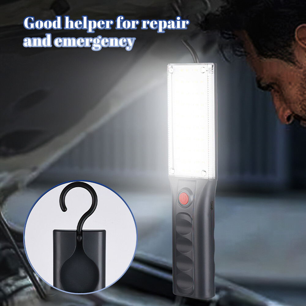 2PCS Rechargeable Work Light Portable LED Magnetic Flashlight & Hanging Hook