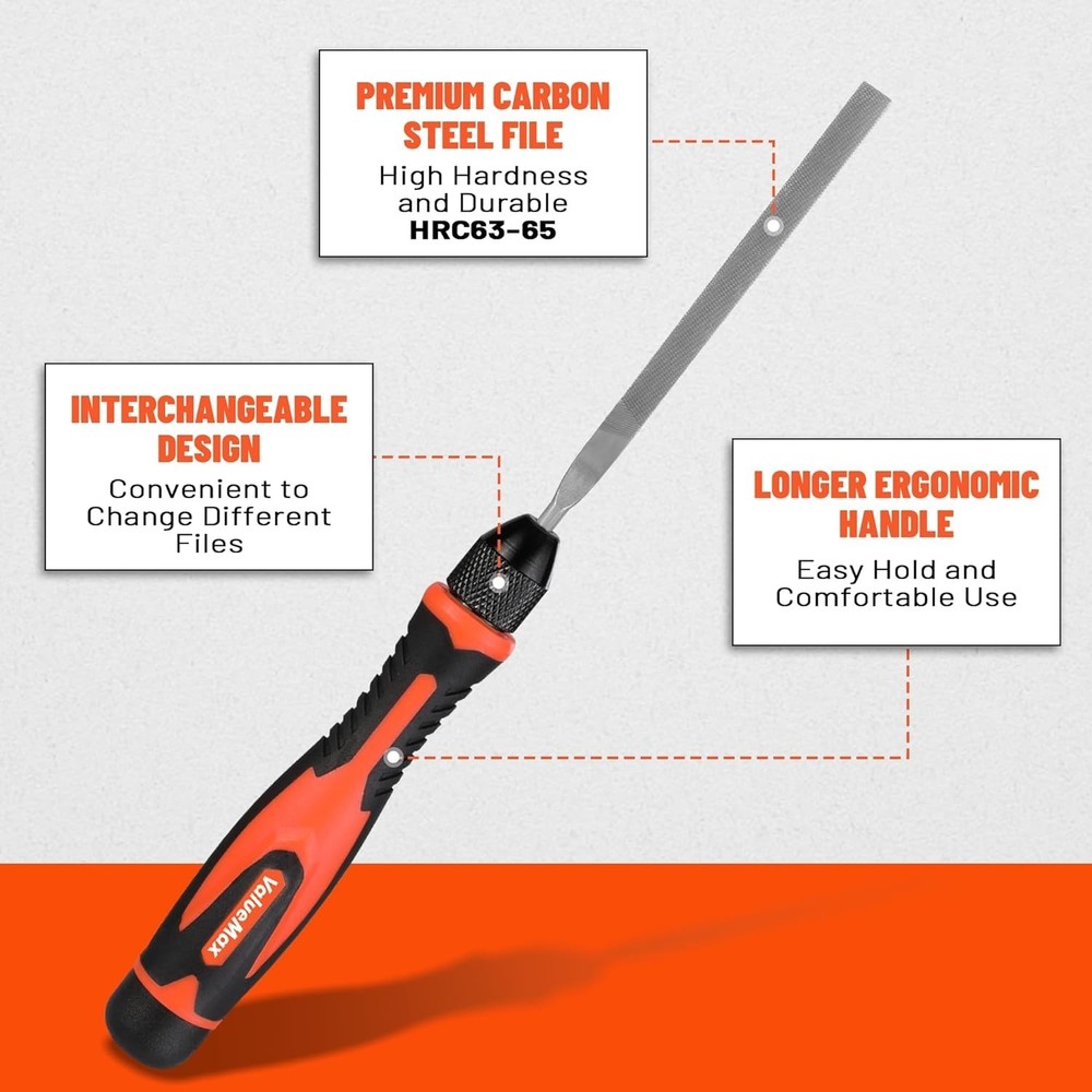 7PCS Interchangeable Needle File Set, Small File Set Includes Flat, Flat Ward...