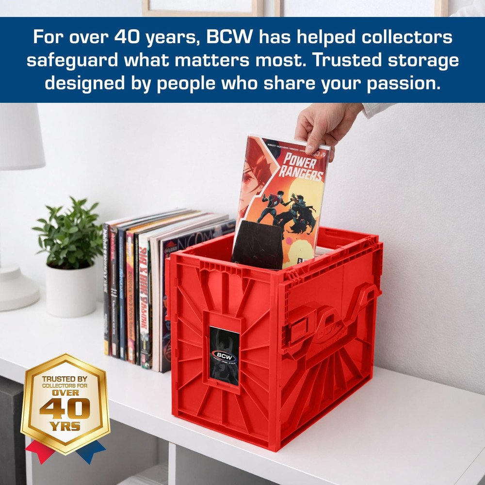 BCW Short Comic Book Bin | Holds 150 Comics | Stackable Plastic Single, Red
