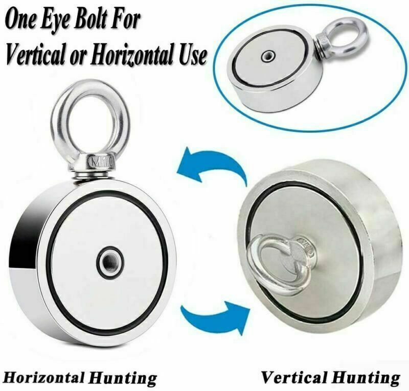 Fishing Magnet Kit Up to 1800 Lbs Pull Force Strong Neodymium + Carabiner + Rope