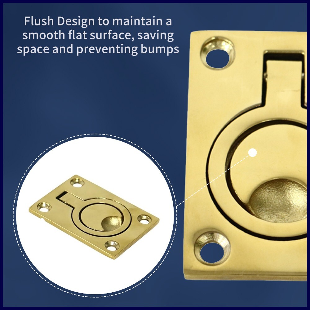 Alastin Brass Plating Boat Hatch Pull Handle 62mm*45mm Flush Ring Lift Handle