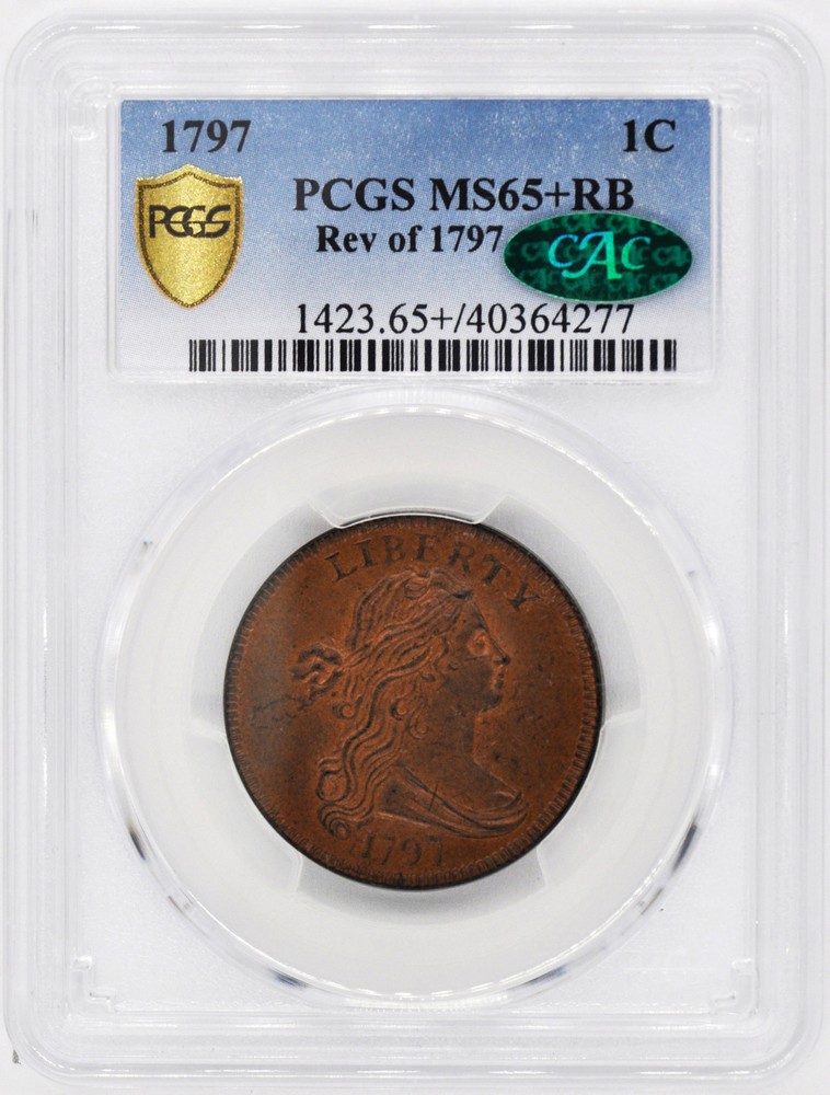 1797 DRAPED BUST 1C PCGS MS 65+ RB