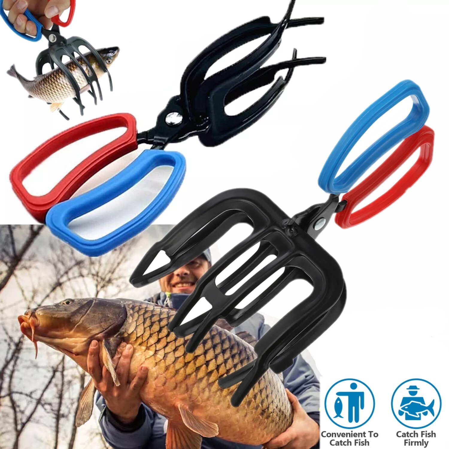 Portable Fish Tackle Gripper Grabber Grab Gear Tool Non-slip Fishing Grip Holder