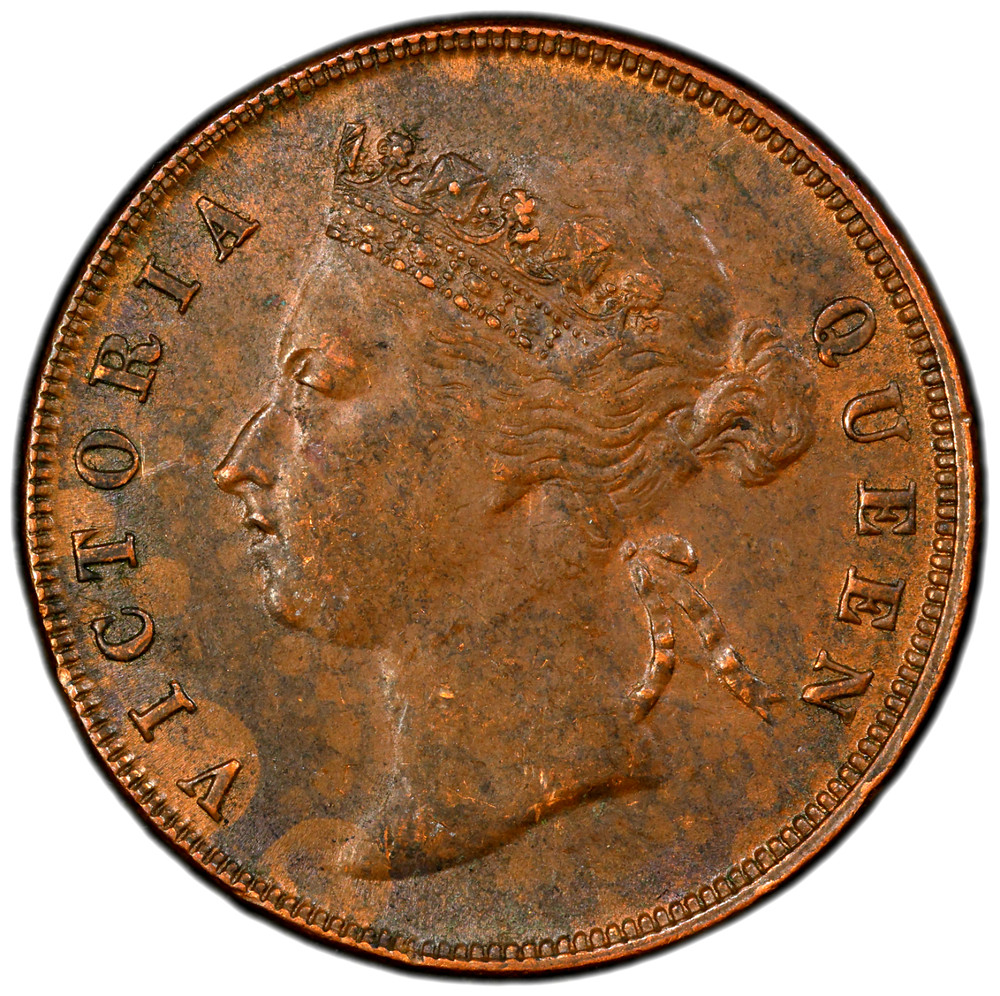 1901 Straits Settlements 1 Cent PCGS AU53, KM-16, Malaysia