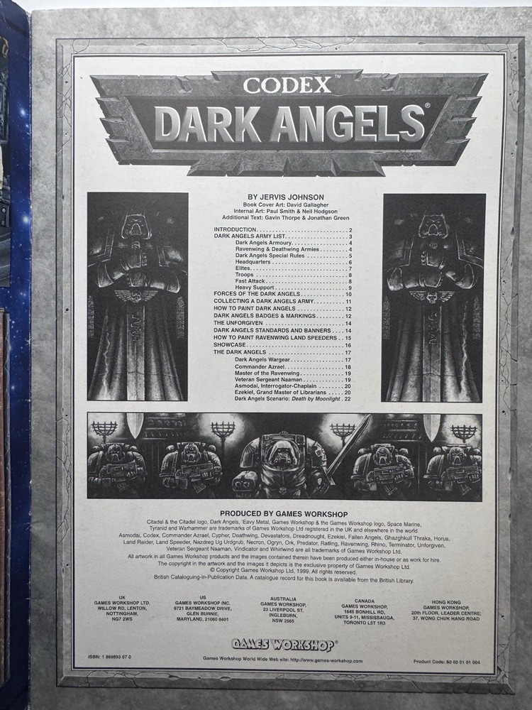 Warhammer 40K Codex Dark Angels Tabletop Miniatures Supplement Book Games Work