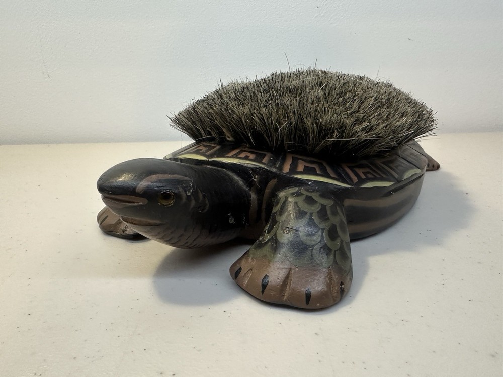 Carved Wooden Turtle Tortoise Shoe/Boot Scraper Brush