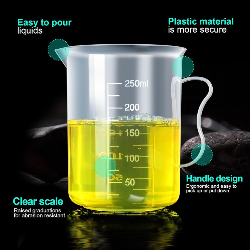 10-Piece Plastic Graduated Cylinder & Beaker Set for Lab Use