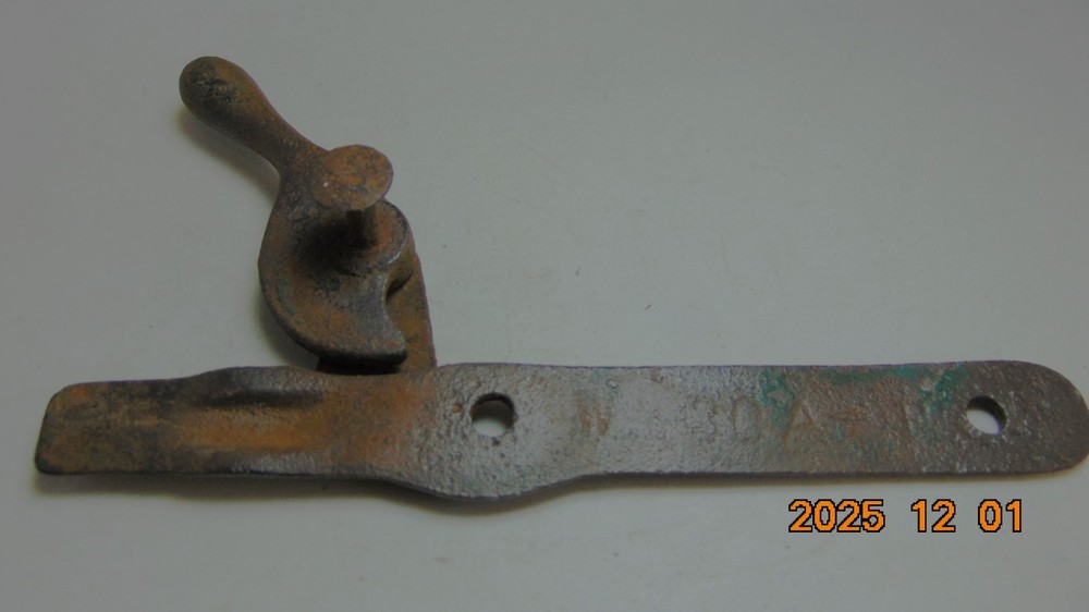 Antique Window Lock Marked W 30 P 7" Long