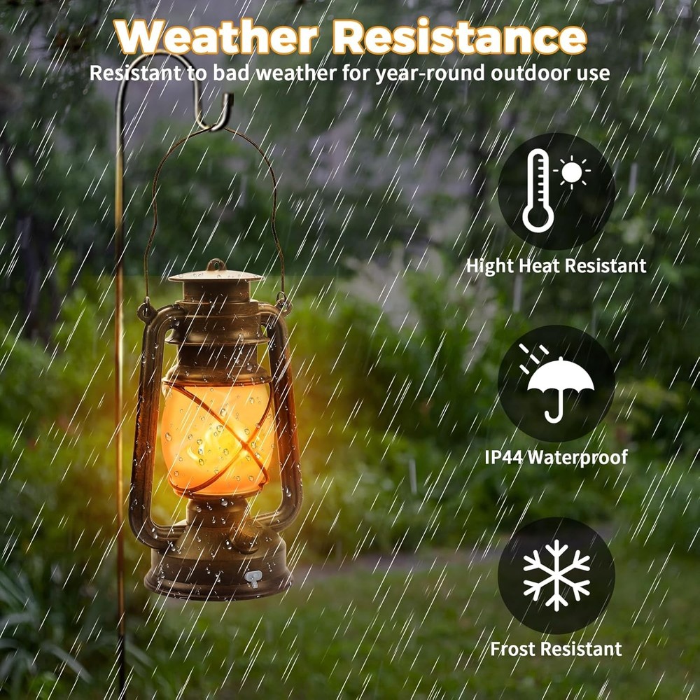 2 Pack Bronze Vintage 4 Modes Light LED Lanterns，Rechargeable Dancing