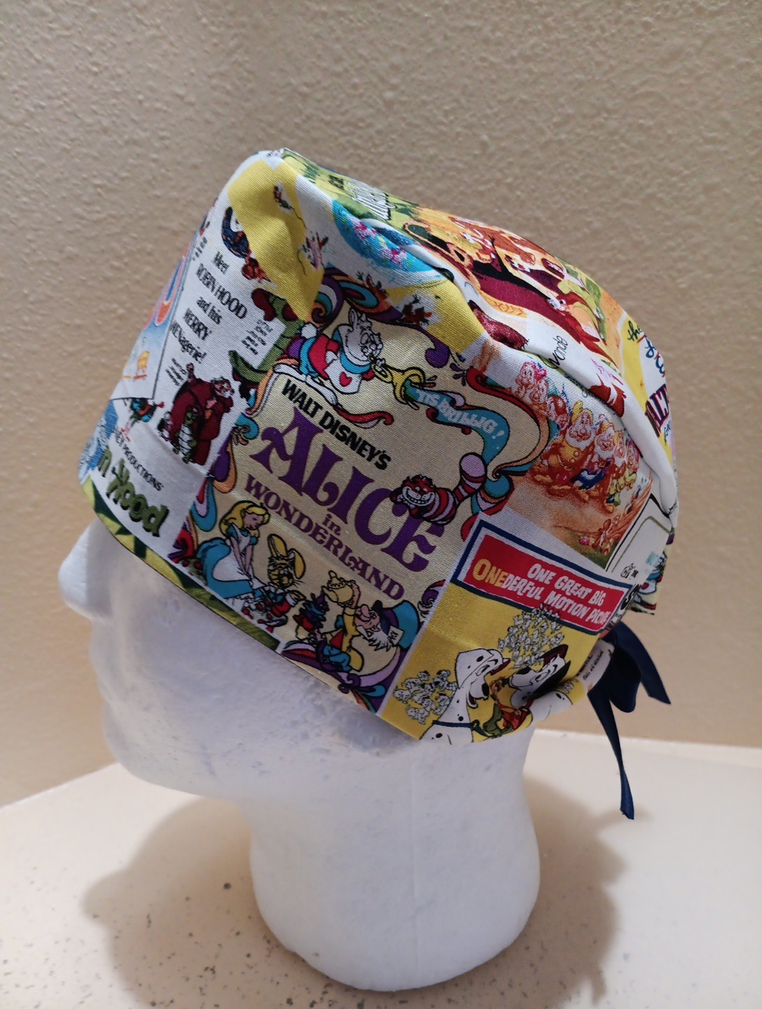 Disney Book Covers Men's Skull/Chemo Surgical Scrub Hat/Cap Handmade