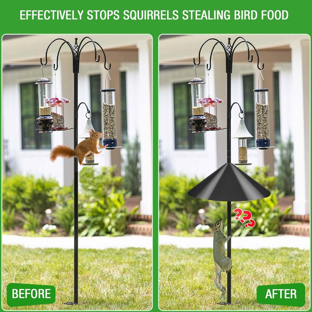 Squirrel Baffle for Bird Feeder Pole - 19" Diameter Mount Guard, Black