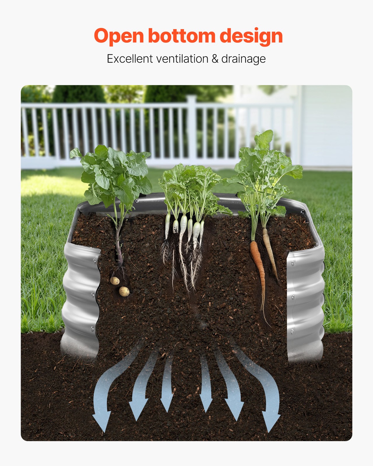 VEVOR Metal Raised Garden Bed Galvanized Planter Box 6x3x1 ft Galvanized Color