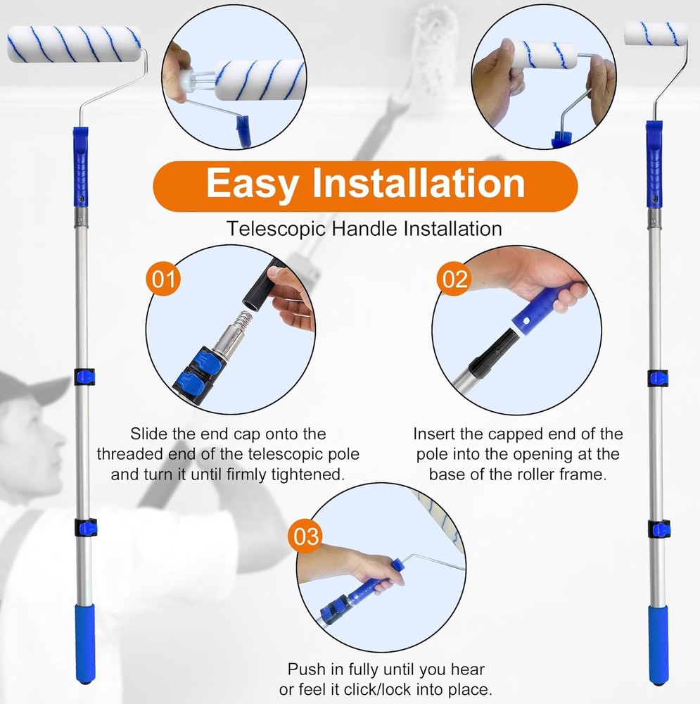 28 PCS PaintRoller Kit with Extension Pole,4"and 9"Paint Roller,Including Gloves