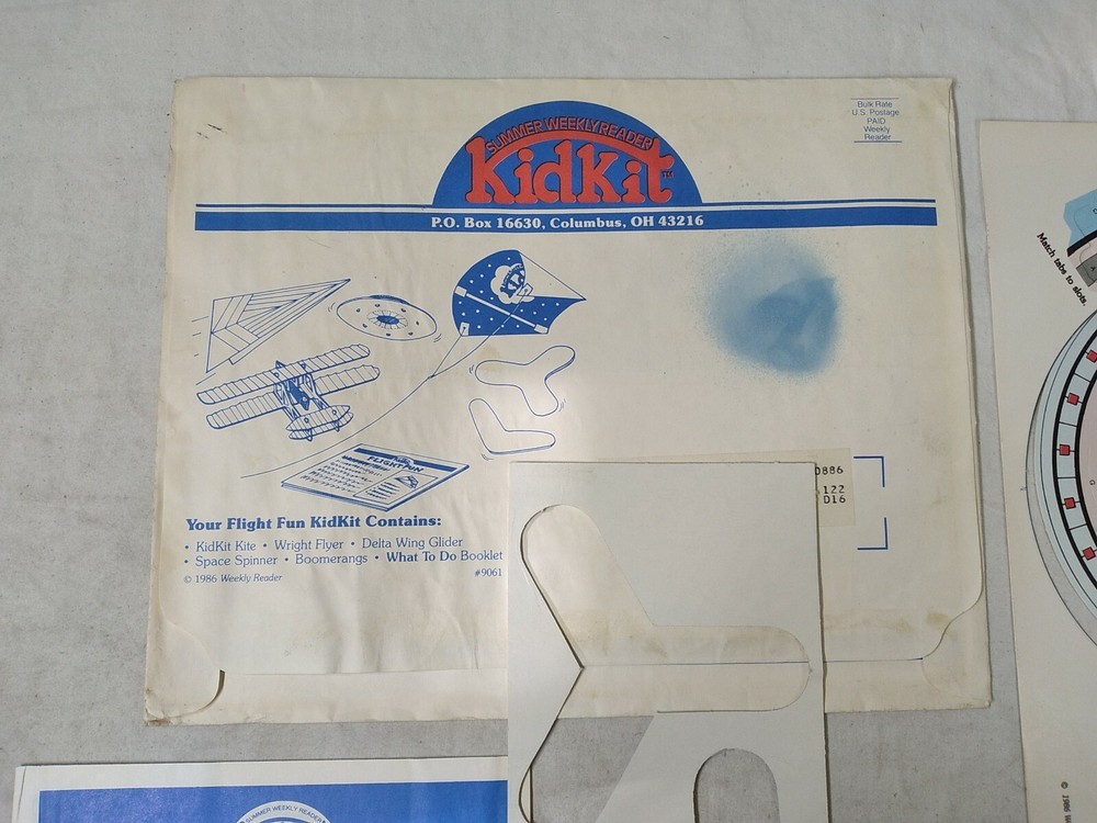 KidKit Summer Weekly Reader Columbus Ohio 1986 Flight Fun Kit Incomplete